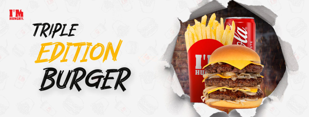 I'm hungry Triple edition burger meal wide banner